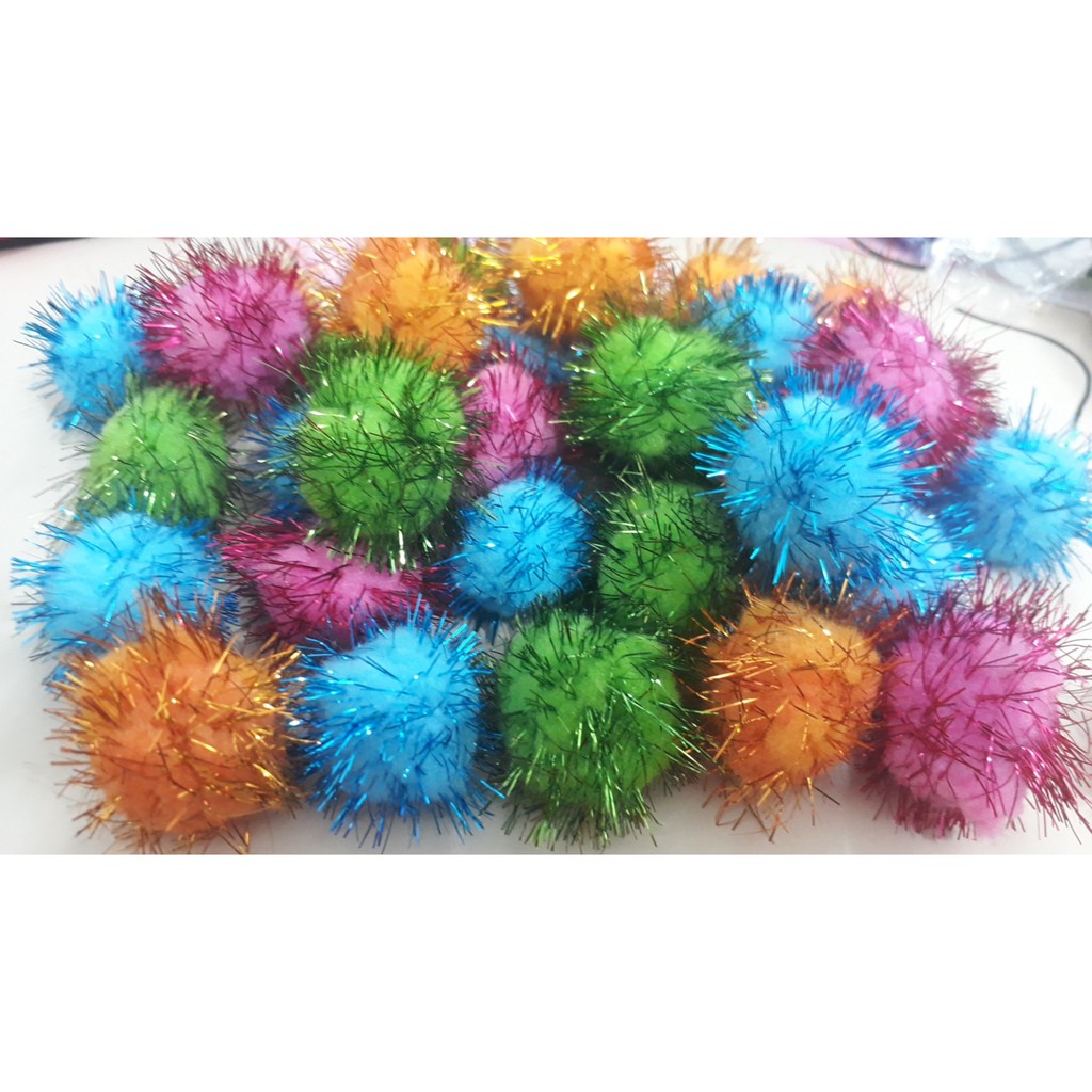 gói 10-20-50 cái hạt pom pom size 30mm có kim tuyến