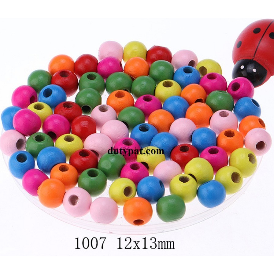100gam Hạt gỗ đủ màu đủ size 4mm-5mm-6mm-8mm-10mm-12mm-14mm-16mm-18mm-20mm-25mm-30mm