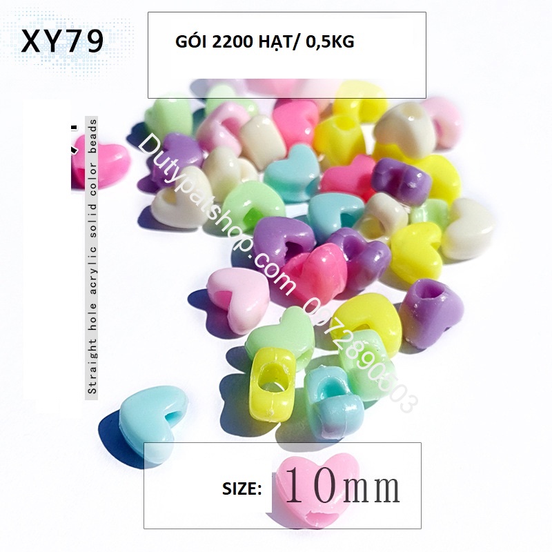 50-100gam Hạt trái tim, mặt cười các kiểu loai có lỗ xỏ dây dùng làm vòng hạt,cột tóc, đồ chơi, làm thủ công... (p225)