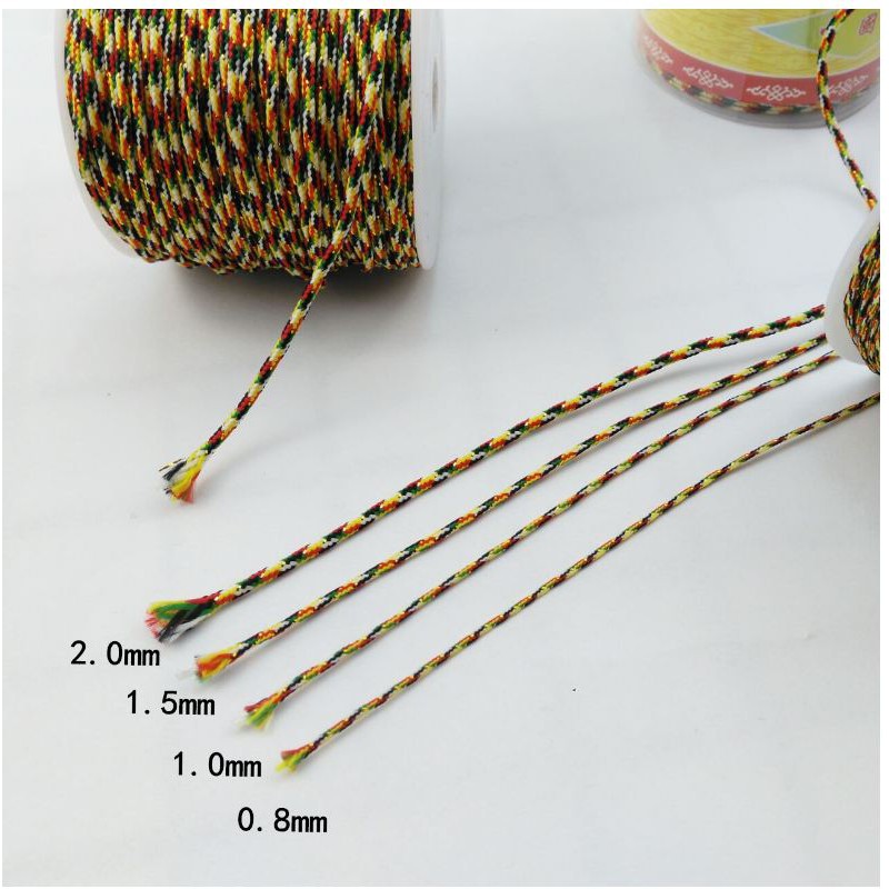 cuộn t dây chỉ ngũ sắc may mắn nhiều size 1-1.5-2mm tone xanh lá