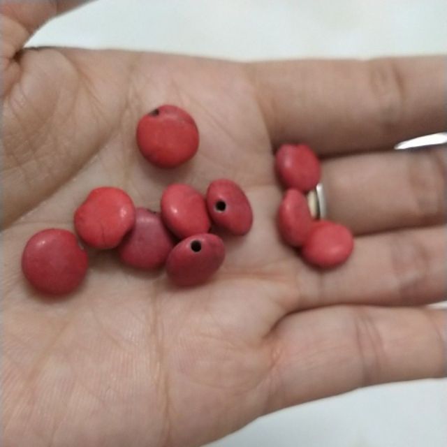 10viên Đá san hô màu đỏ 5x10mm