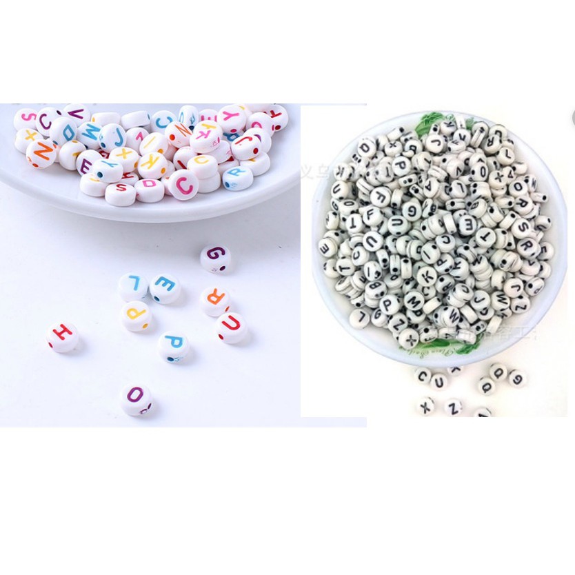 70 HẠT CHỮ TRÒN 7MM ĐỦ MÀU GÓI 10GAM- LOẠI THƯỜNG