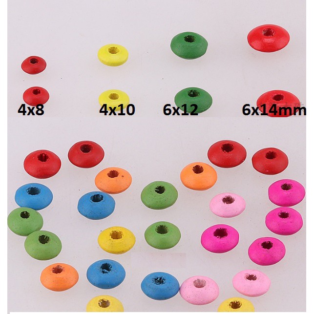 hạt gỗ hình dĩa 4x10mm & nhiều size làm trang sức, đồ chơi ,trang tri handmade