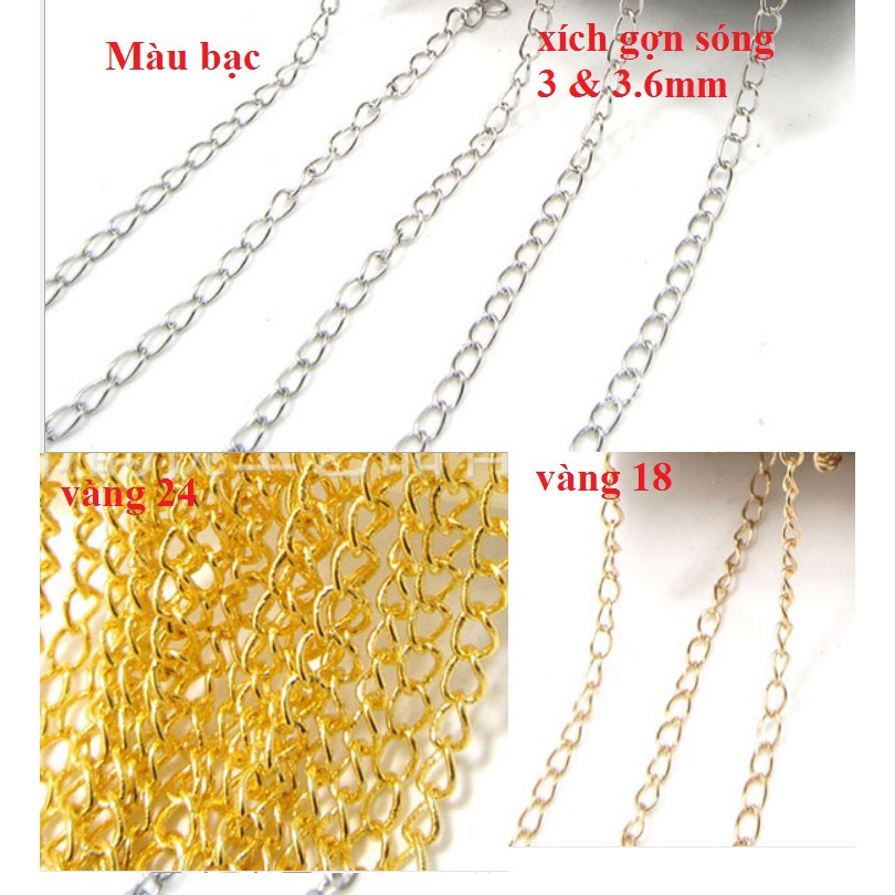 2met xích kim loại gợn sóng làm tăng đưa vòng tay, vòng cổ size 3 &3.6mm