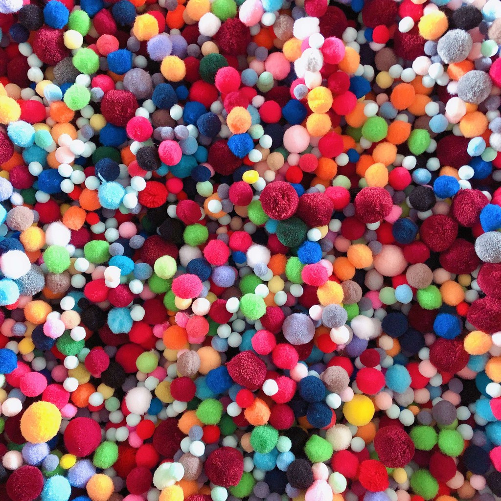 gói 50-100 hạt pompom lộn xộn ngẫu nhiên màu & size-L04