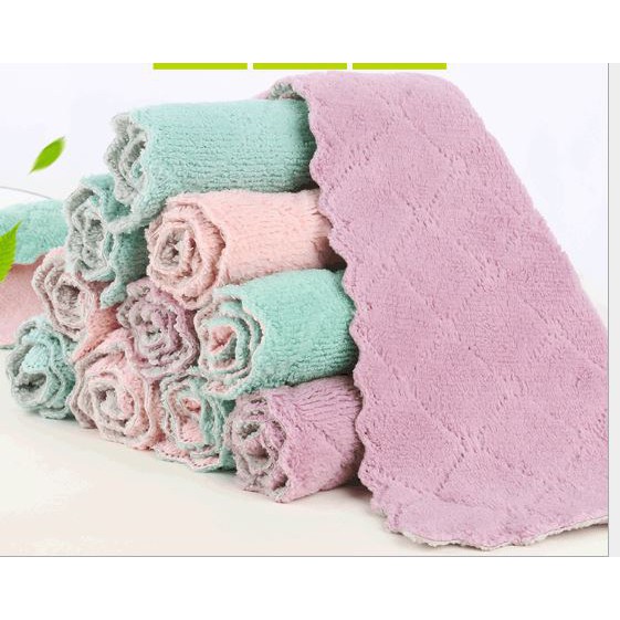 Khăn Lau 2 Màu Đa Năng Siêu Thấm Hút Sợi Vải dùng nhà bếp