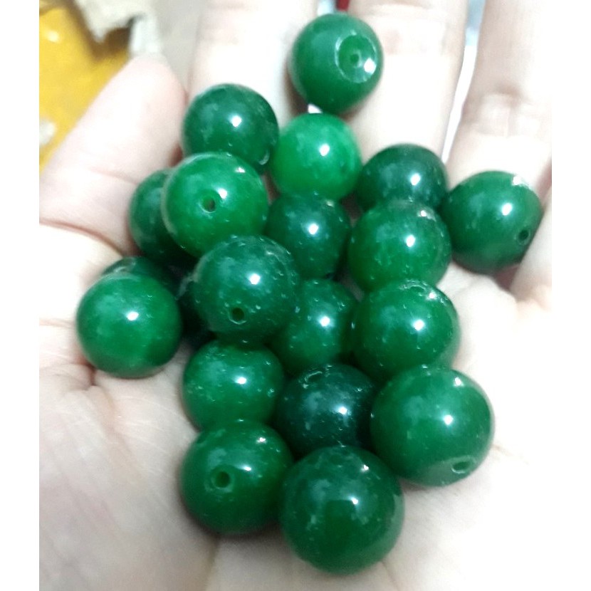 5 hạt đá thiên nhiên 12mm xanh lá đậm