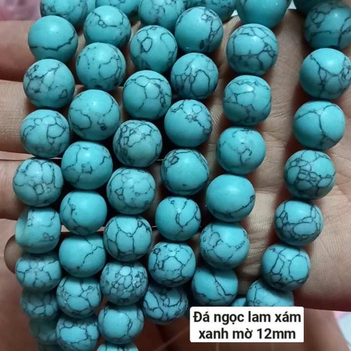 1 viên đá ngoc lam lỗ từ 1mm đến 1,5mm size 8mm 10mm 12mm