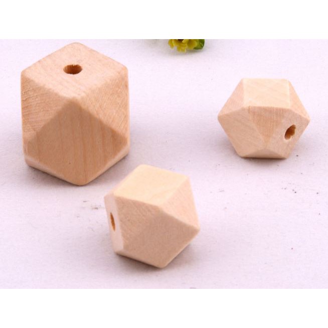 2 hạt gỗ đa giác đủ size 10mm-12mm-14mm-16mm-18mm-20mm-25mm-30mm