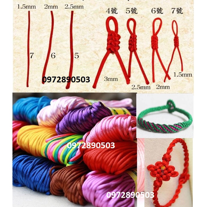 5met Dây tim bóng size 1.5mm-2mm-2,5mm, dây đan vòng tay đủ size, dây thắt vòng tay, vòng cổ may mắn