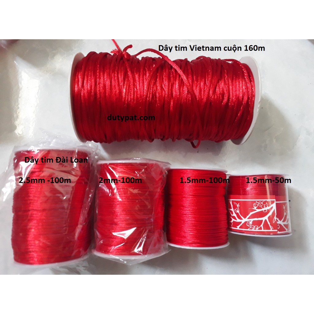 5met Dây tim bóng size 1.5mm-2mm-2,5mm, dây đan vòng tay đủ size, dây thắt vòng tay, vòng cổ may mắn