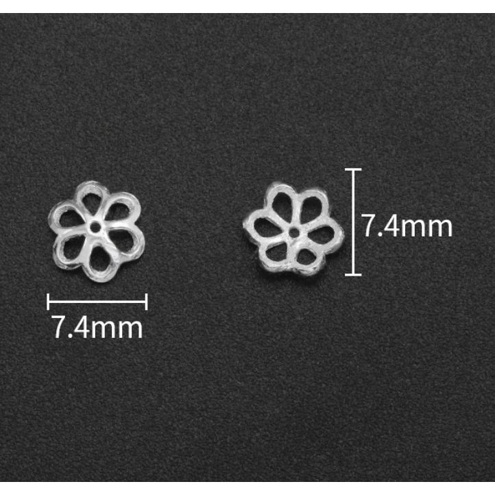 đế hoa ốp hạt bạc 925 -size 7.4mm mã 760