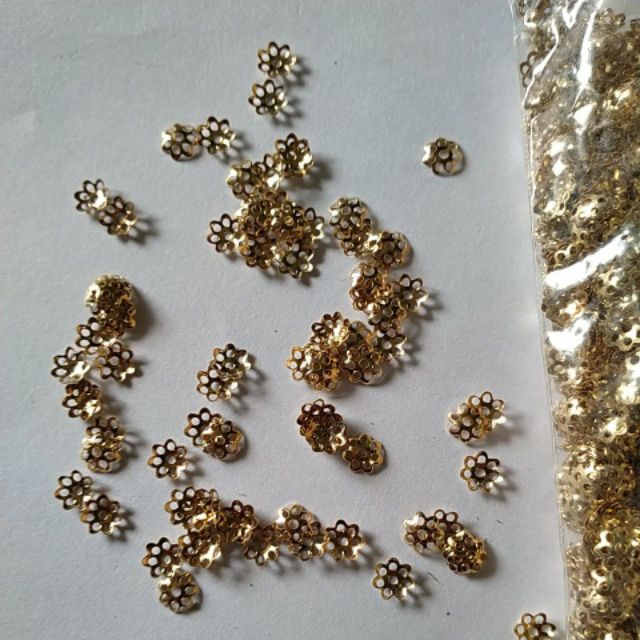 Gói 10000 cái ốp hạt vàng đồng nhạt size 6mm