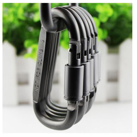 Móc khóa hình chữ D carabiner 8cm (p168-7) chịu lực móc treo đồ cho ba lô, bình nước đi dã ngoại
