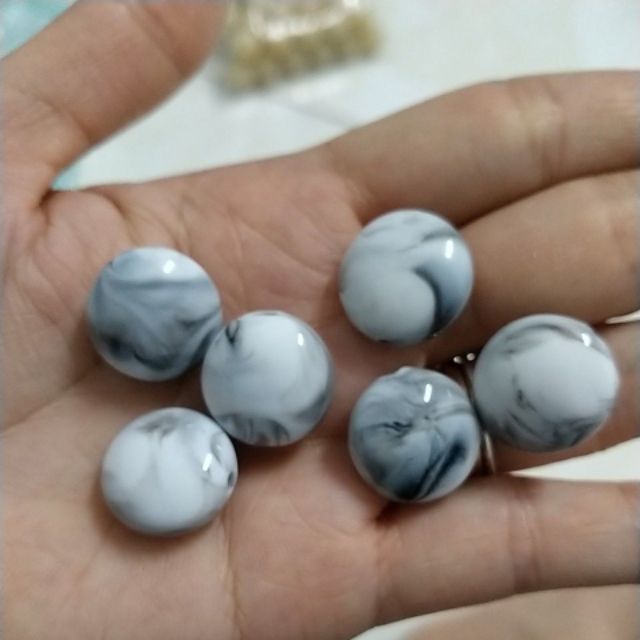 5viên hạt nhựa dẹp 16mm xám trắng