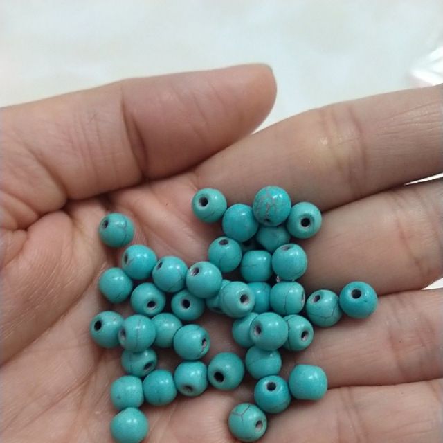 50viên ngọc lam turquoise 6mm