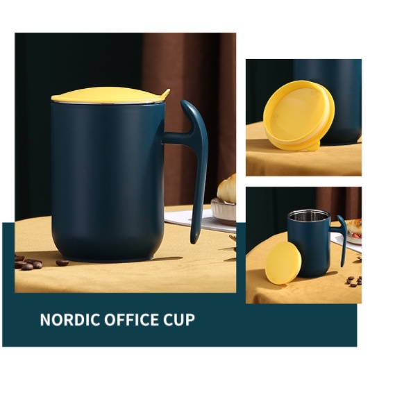 Cốc, Ca, ly 2 lớp giữ nhiệt inox 304 dung tích 550ml , kèm muỗng