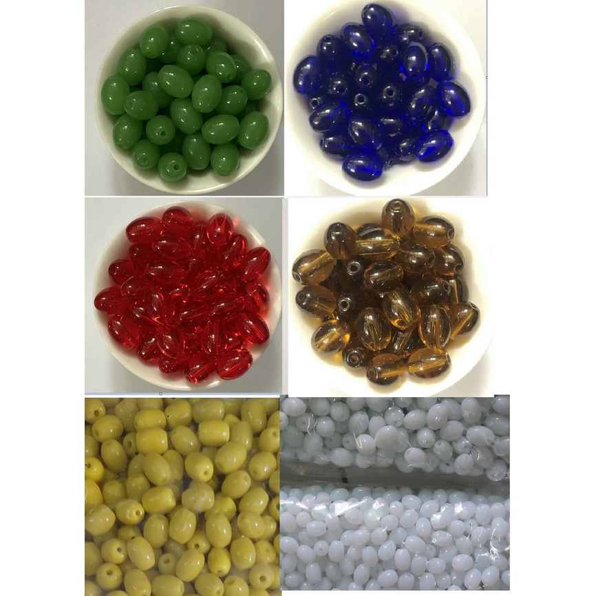 10viên hạt lu thống đá nhân tạo 6x8mm, 4x7mm làm vòng hạt, trang trí thủ công tùy thích
