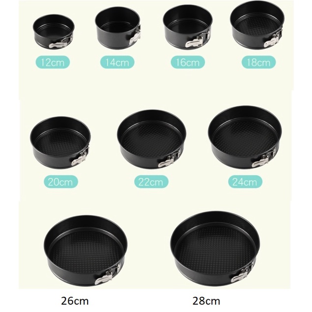 BỘ 3-6 KHUÔN BÁNH TRÒN ĐẾ RỜI CHỐNG DÍNH CÓ KHÓA nhiều size để chọn