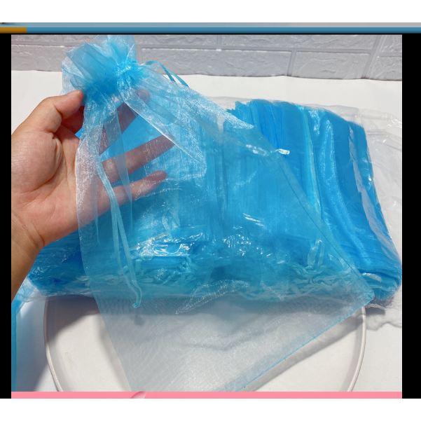 1 túi vải voan lớn 19.5X29.5CM màu xanh