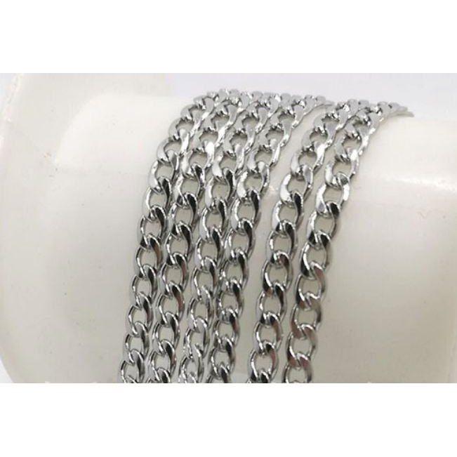 1 met xích inox không rỉ oval xoắn phẳng đủ size 3-3.9-4.5-5.4mm