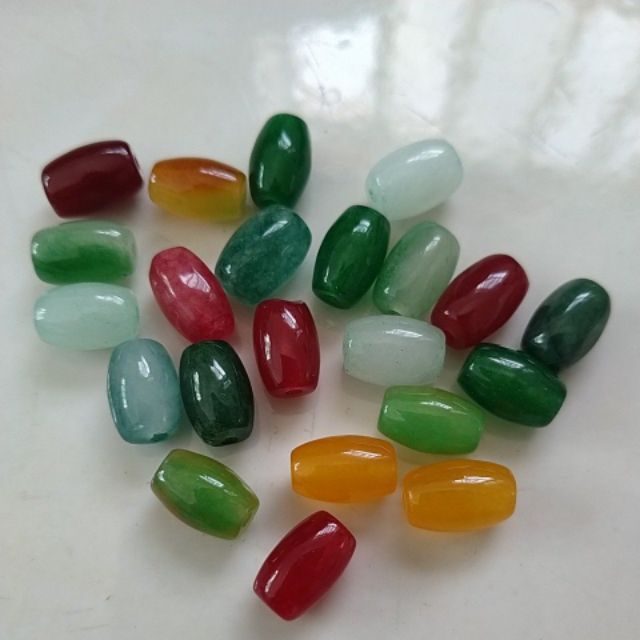 Gói 2 viên lu thống đá thiên nhiên 6x9mm dùng mix vòng hạt, làm trang sức.