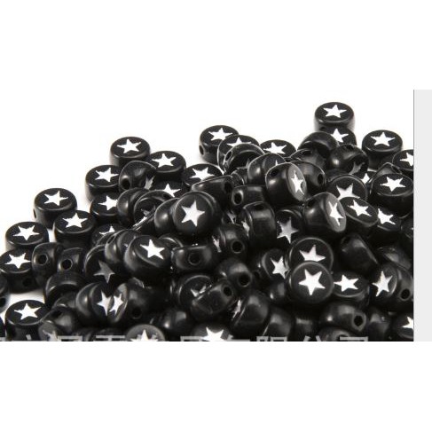 5-25gam (P128-28) hạt nhưa tròn 7mm khắc ngôi sao