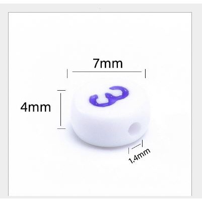 set 5-25gam Hạt Chữ số tròn nhiều màu 4x7mm