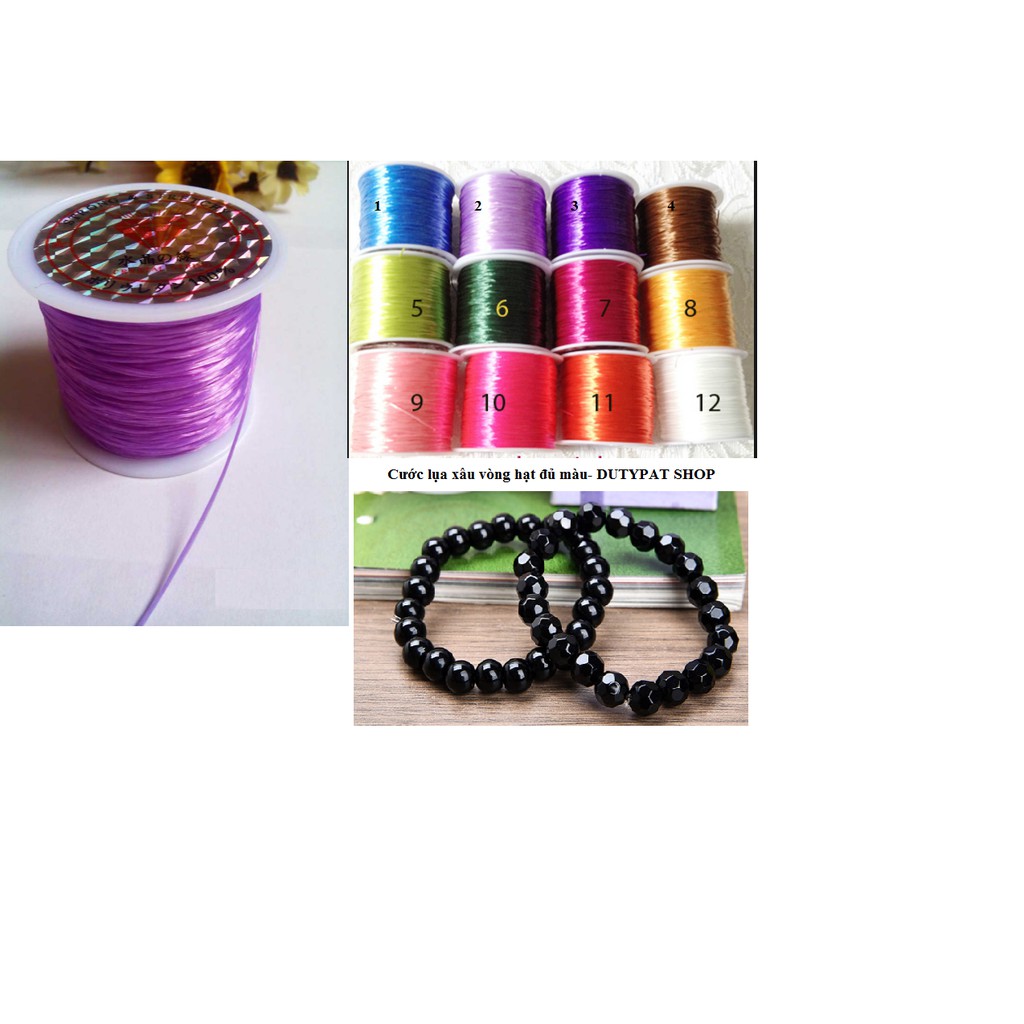 cuộn lớn 60m Dây cước thun lụa xỏ vòng hạt