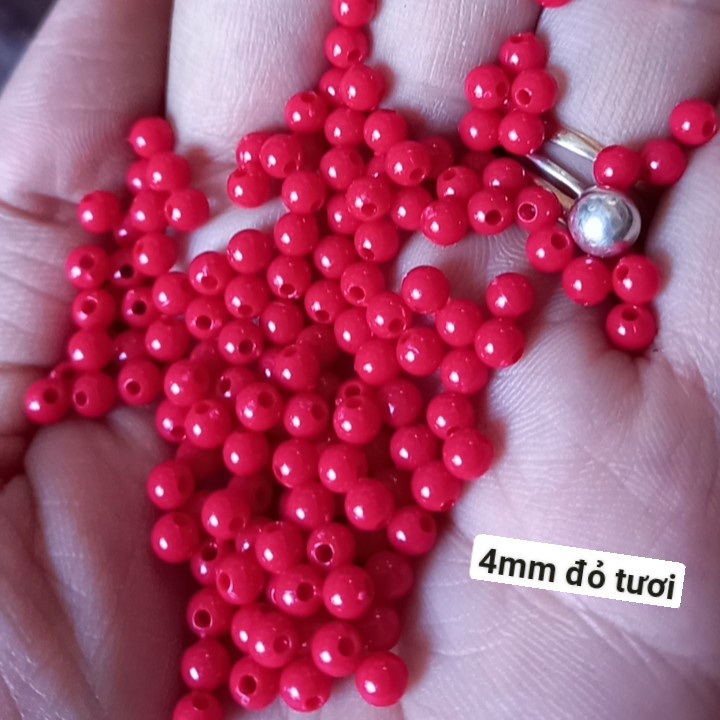 25gam hạt nhựa tròn bóng nhiều màu size 4mm Sử dụng mix vòng, làm đồ chơi,trang trí handmade.