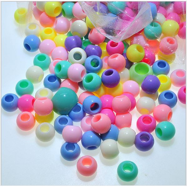 (P117-10) 10-50gam hạt nhựa lỗ lớn màu pastel đủ size10-20mm
