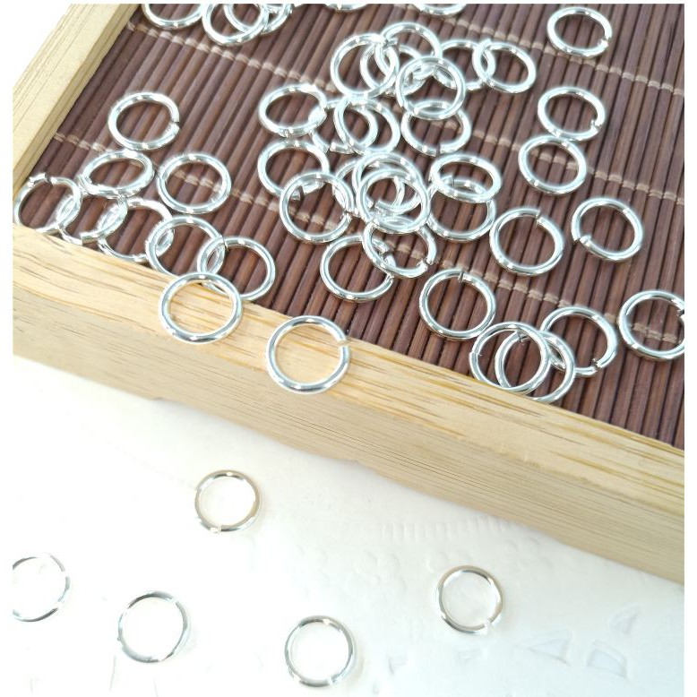 Khoen tròn đồng mạ bạc 8mm gói 20 cái