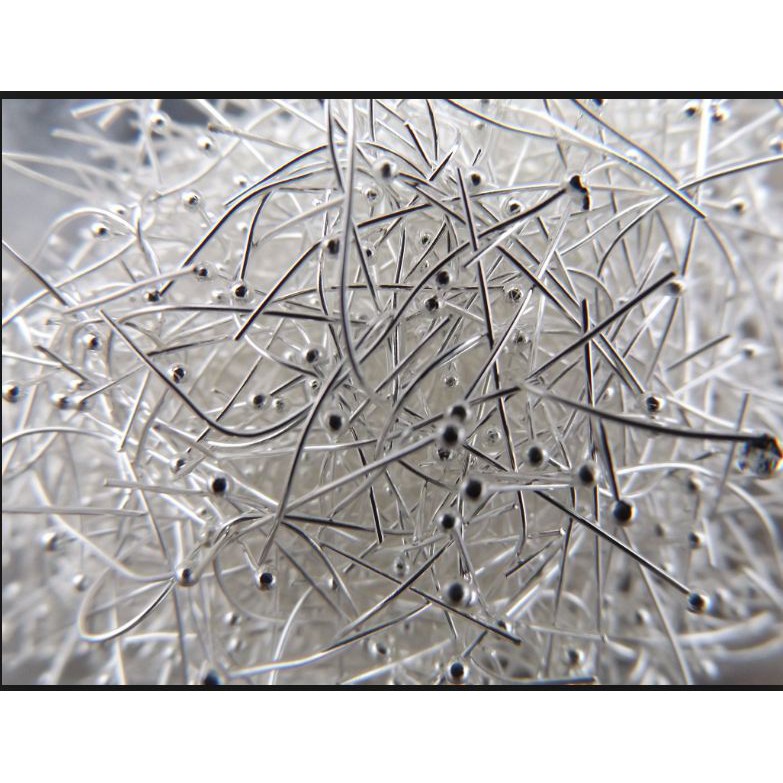 Gói 10-50 cây Kim xỏ cườm đuôi bi màu bạc 0.5x30mm