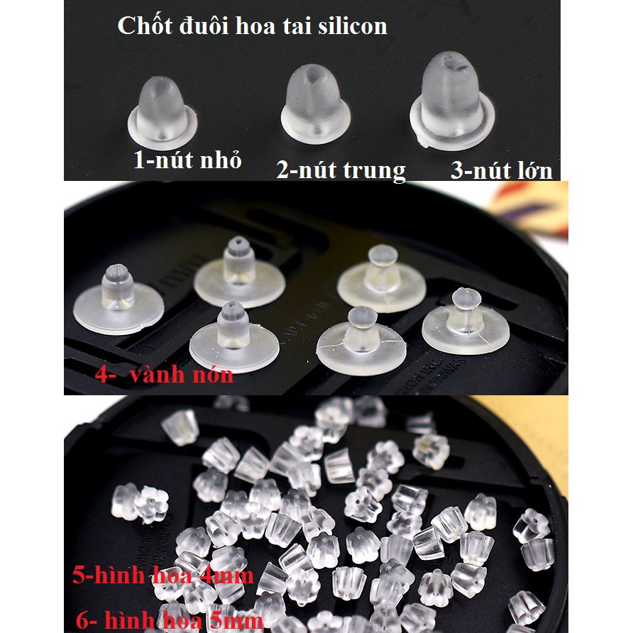 100 CHỐT HOA TAI - BỊT SAU KHUYÊN XỎ , CHỐT CHUÔI HOA TAI
