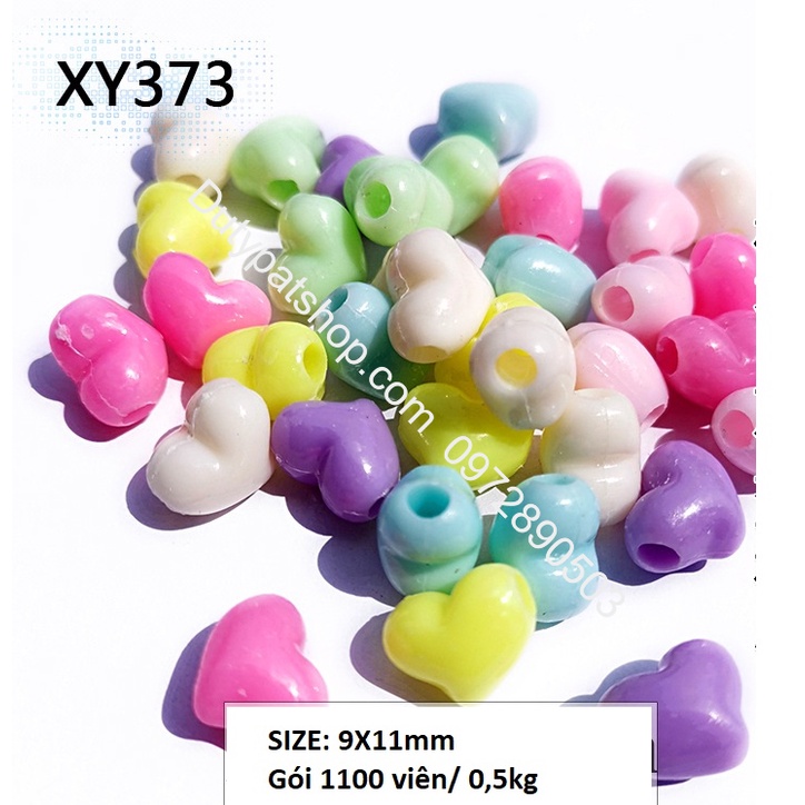 0.5kg Hạt mặt cười, trái tim các kiểu loai có lỗ xỏ dây dùng làm vòng hạt, đồ cột tóc, đồ chơi thủ công... (p225-1-10)