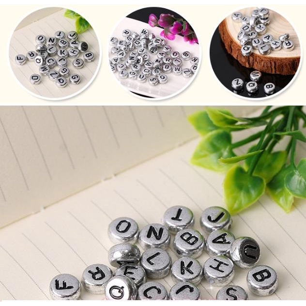 set 5-25gam Hạt Chữ Cái tròn, số 4x7mm nhiều màu để chọn