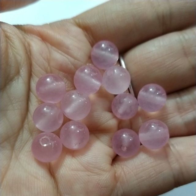 10viên đá tự nhiên hồng nhạt 8mm