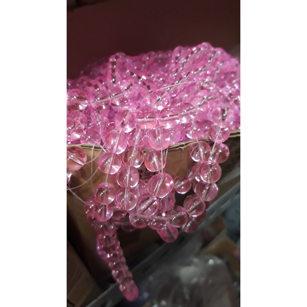 50-100gam hạt đá hồng tươi size 6-8-10mm