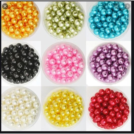0.1-0.5kg hạt cườm, hạt bẹt, hạt châu nhựa đủ màu nhiều size 4-6-8-10-12mm  có lỗ xỏ