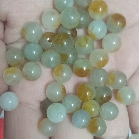 10 viên đá nâu trắng vàng 8mm thiên nhiên