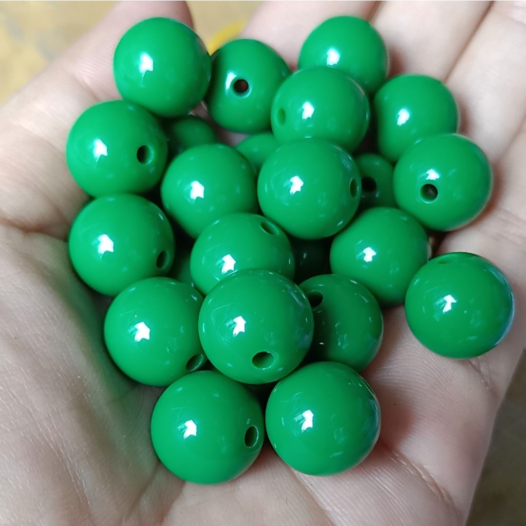 10-25gam hạt nhựa 14mm tròn nhiều màu có lỗ xỏ dây cỡ 2mm dùng làm trang sức, thủ công handmade, học liệu