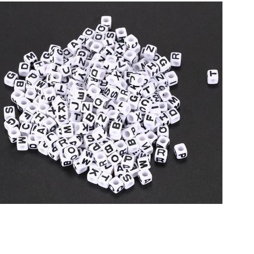 (chọn chữ theo yêu cầu) 20 Hạt chữ cái vuông 7mm từ A-Z