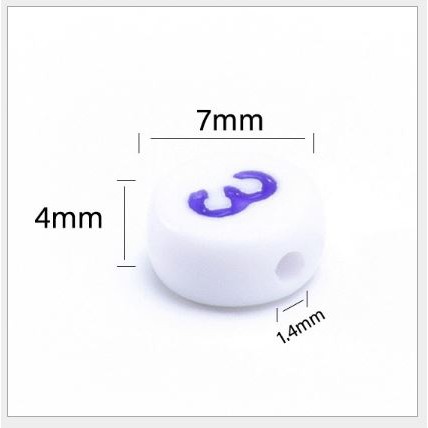 set 5-25gam Hạt Chữ số tròn nhiều màu 4x7mm