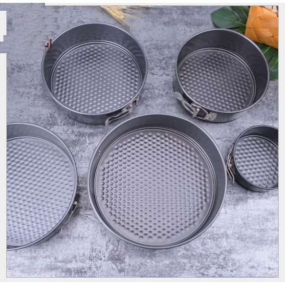 BỘ 3-6 KHUÔN BÁNH TRÒN ĐẾ RỜI CHỐNG DÍNH CÓ KHÓA nhiều size để chọn