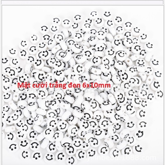 10-50 gam hạt mặt cười IN NỔI 10mm loại tốt xỏ vòng hat, làm trang sức