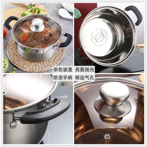 Nồi Inox 304 size 24cm  dùng các loại bếp , kể cả bếp từ LC-017