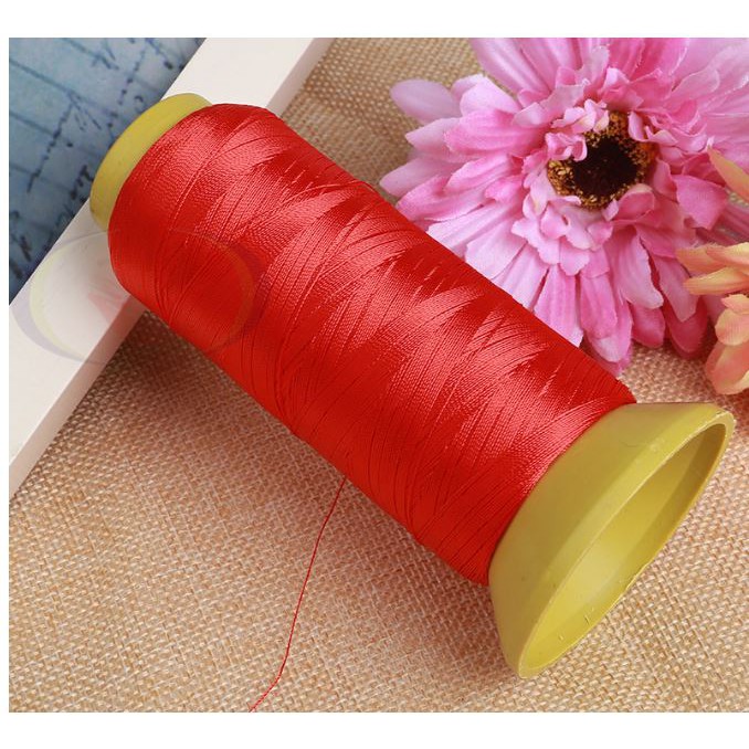 1 cuộn chỉ nylon 210D màu đỏ đủ size làm tua rua