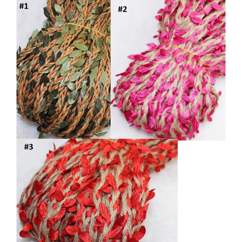 2-5met Dây trang trí đính lá vải handmade