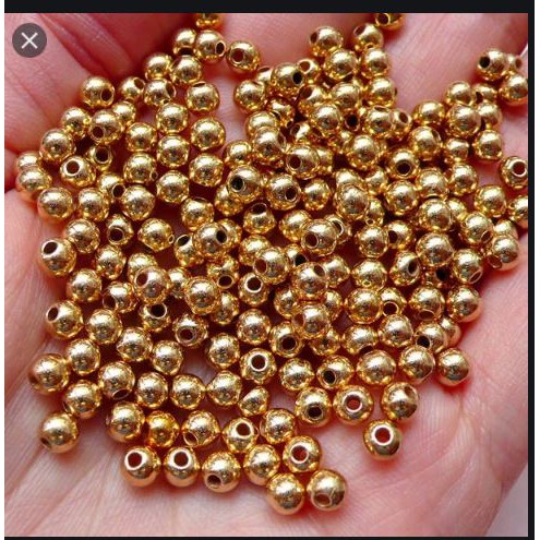 10-25gam hạt cườm phủ màu vàng hoặc bạc size 4/6/8/10mm