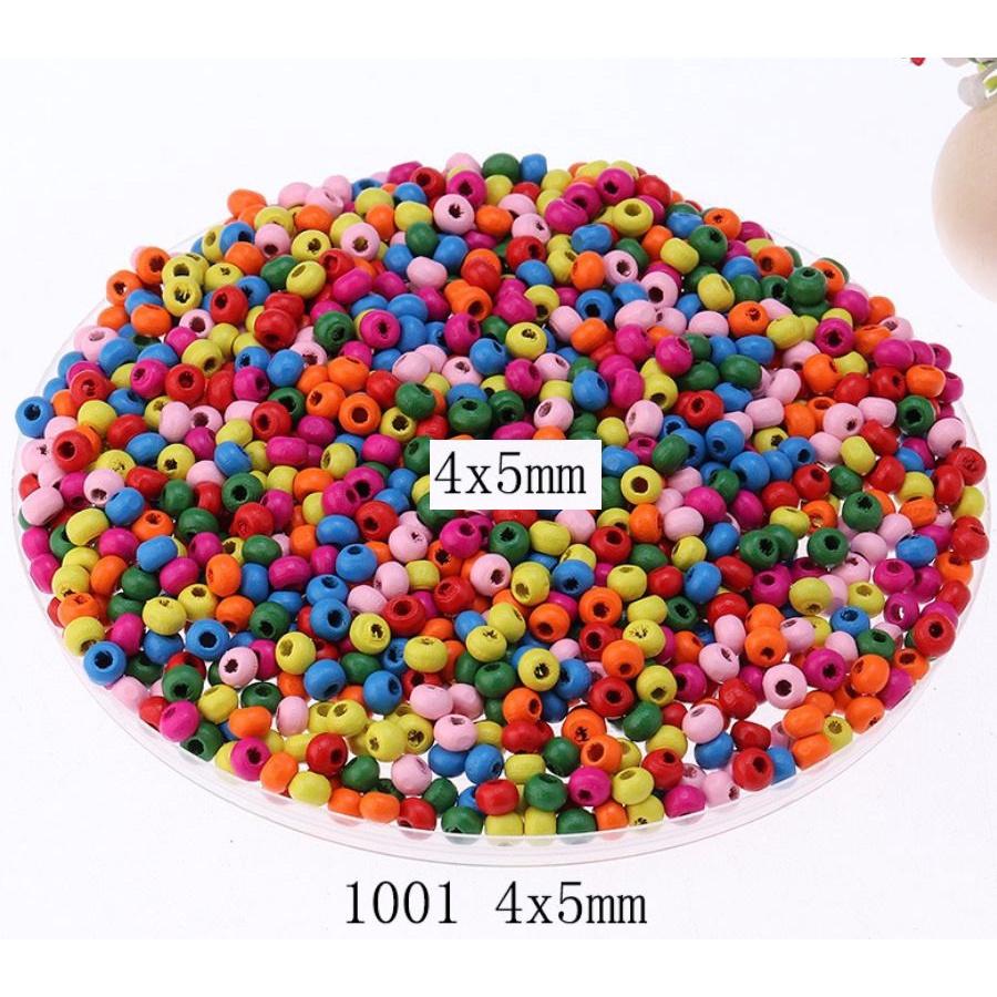 120 hạt gỗ trơn 4mm làm vòng /vòng dâu cho bé (5gam)